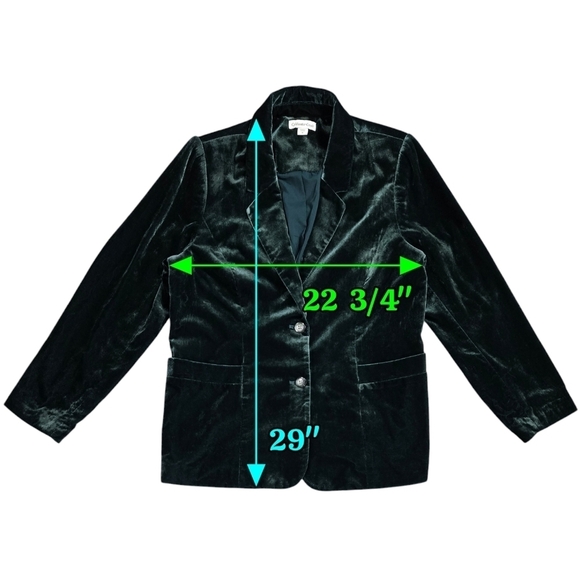 Coldwater Creek Green Velvet Two Button Blazer Holidays Festive Party - Picture 3 of 11